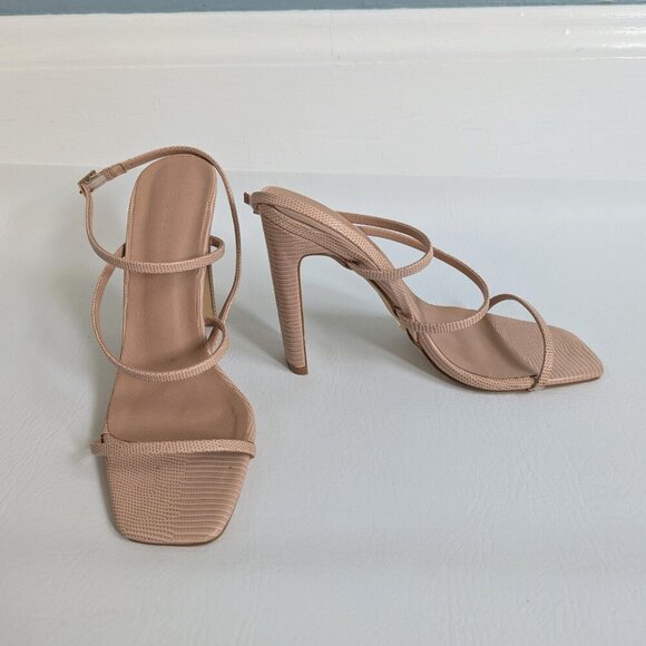 NEW Billini Yoana Faux Snakeskin Strappy Sandals Size 7 Nude - Picture 4 of 11